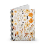 Aesthetic, Neurodivergence Calming, customizable Yellow Floral Autumn Spiral Notebook - Ruled Line