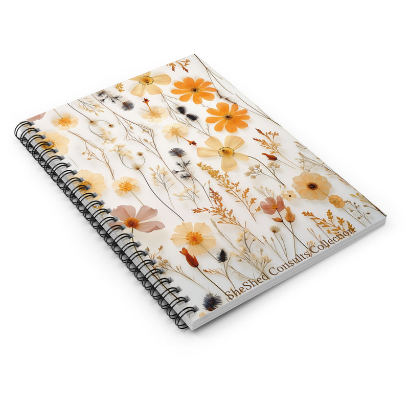 Aesthetic, Neurodivergence Calming, customizable Yellow Floral Autumn Spiral Notebook - Ruled Line