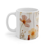 Aesthetic Classy Neurodivergence Calming, customizable Yellow Floral  Ceramic Mug 11oz