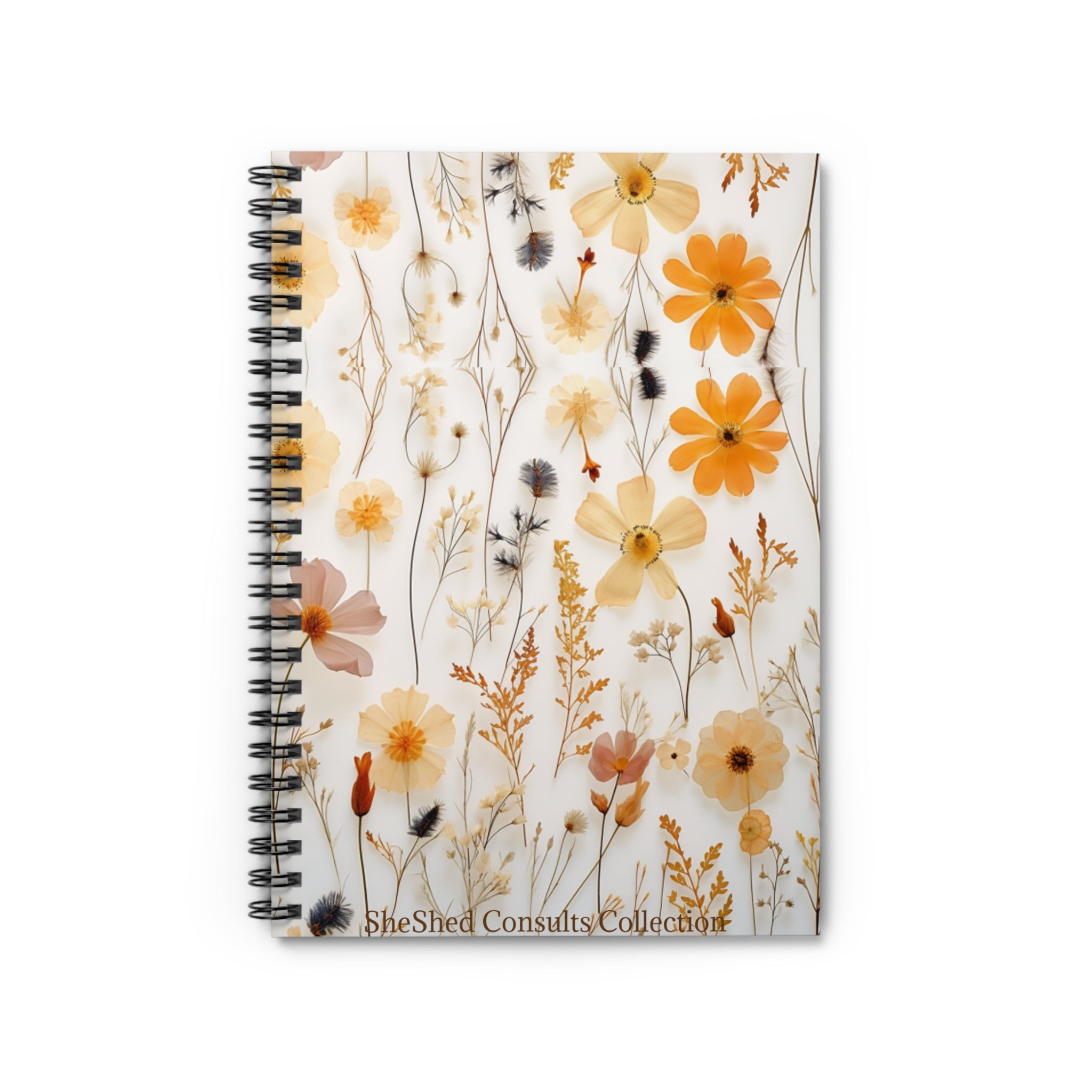 Aesthetic, Neurodivergence Calming, customizable Yellow Floral Autumn Spiral Notebook - Ruled Line