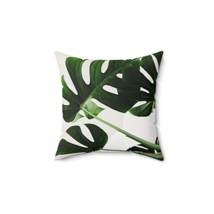 Aesthetic Classy Elegant Comfort: Interior Design Green Plant: Spun Polyester Square Pillow